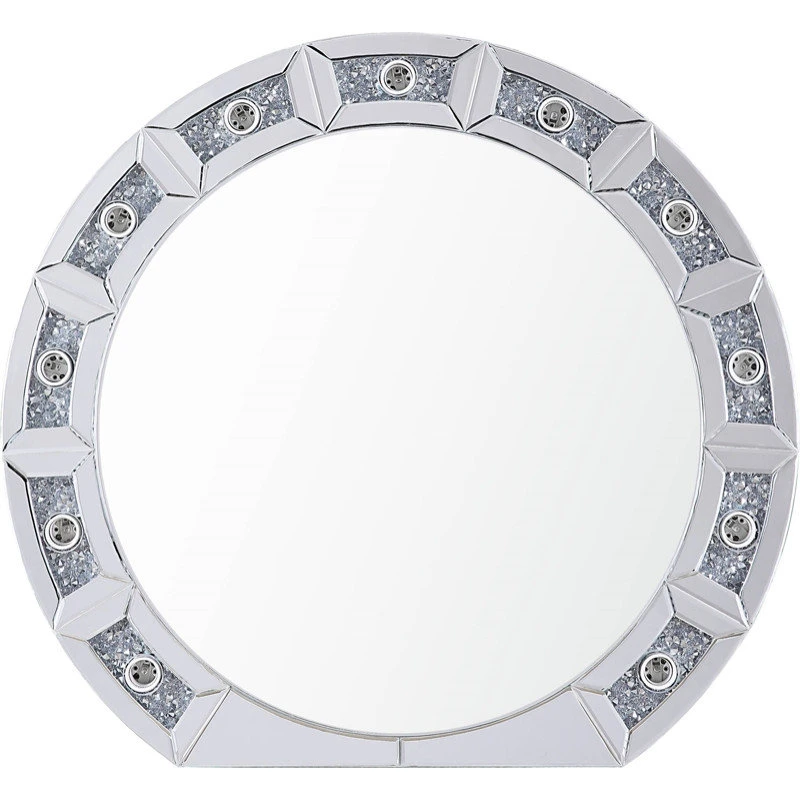 Acme Furniture ACME Noralie Glass Wall Round Decor Mirror In Mirrored And Faux Diamonds 5 Acme Furniture ACME Noralie Glass Wall Round Decor Mirror In Mirrored And Faux Diamonds - Image 3