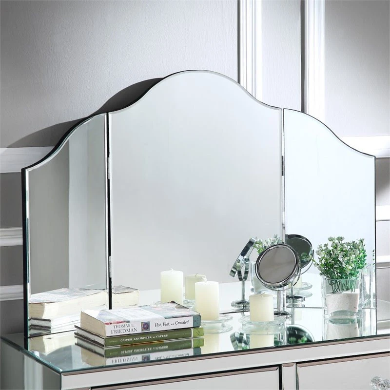 Posh Living Mathew Tri-fold Tabletop Bedroom Vanity Mirror - Frameless 4 Posh Living Mathew Tri-fold Tabletop Bedroom Vanity Mirror - Frameless - Image 2
