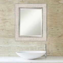 Amanti Art Trellis Silver Beveled Wood Bathroom Wall Mirror - 22 X 26 In. -Laural Home Shop d4b1a1f3034463f4 6830 w800 h800 b0 p0