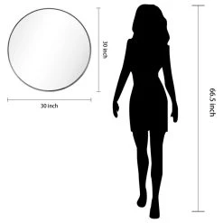 Empire Art Direct Ultra Stainless Steel Round Wall Mirror- 30"x30", Polished Silver -Laural Home Shop d4d1b7e90040c0fa 4791 w800 h800 b1 p0