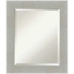 Amanti Art Glam Linen Grey Beveled Bathroom Wall Mirror - 21 X 25 In.