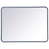 Elegant Furniture & Lighting Ellis Soft Corner Metal Rectangular Mirror, Blue, 27"x36"
