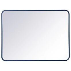 Elegant Furniture & Lighting Ellis Soft Corner Metal Rectangular Mirror, Blue, 27"x36"