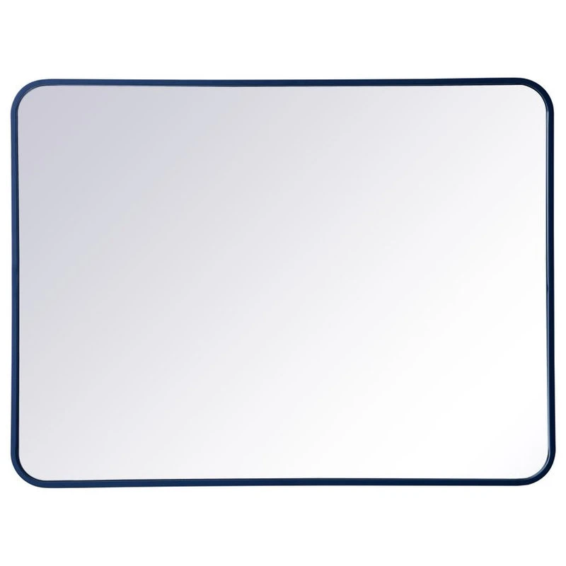 Elegant Furniture & Lighting Ellis Soft Corner Metal Rectangular Mirror, Blue, 27"x36" 3 Elegant Furniture & Lighting Ellis Soft Corner Metal Rectangular Mirror, Blue, 27"x36"