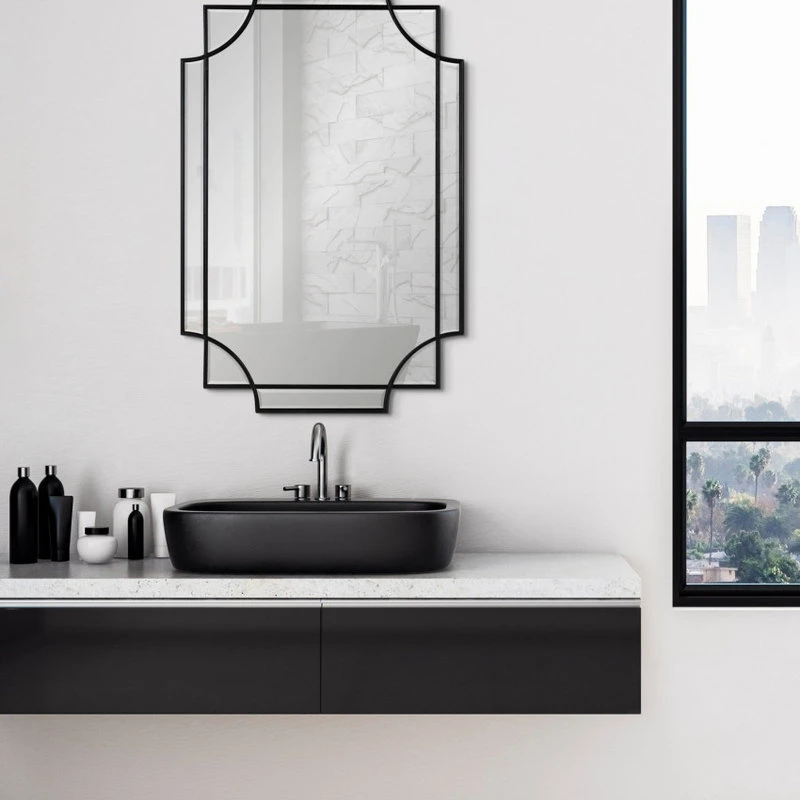 Uniek Minuette Decorative Framed Wall Mirror, Black 24x36 6 Uniek Minuette Decorative Framed Wall Mirror, Black 24x36 - Image 4