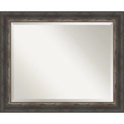 Amanti Art Bark Rustic Char Beveled Bathroom Wall Mirror - 33 X 27 In.