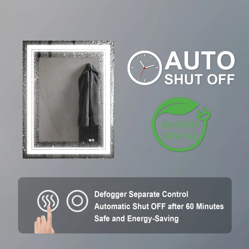 Wellfor Frameless LED Lighted Dimmable Bathroom Vanity Mirror With Defogger, 28"x36" 8 Wellfor Frameless LED Lighted Dimmable Bathroom Vanity Mirror With Defogger, 28"x36" - Image 6