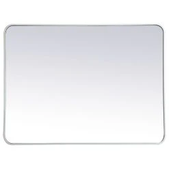 Elegant Furniture & Lighting Ellis Soft Corner Metal Rectangular Mirror, White, 30"x40"