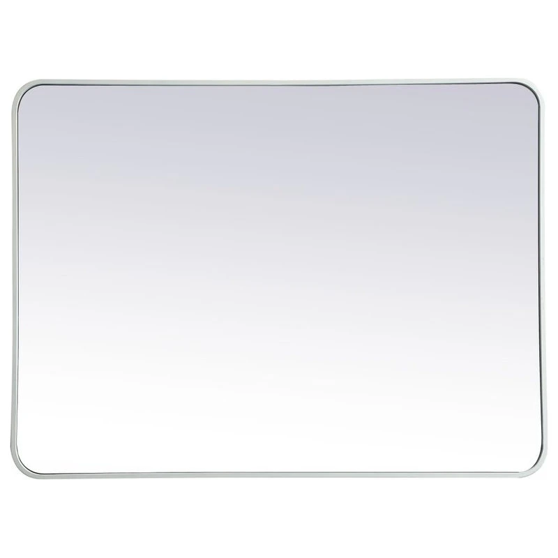 Elegant Furniture & Lighting Ellis Soft Corner Metal Rectangular Mirror, White, 30"x40" 3 Elegant Furniture & Lighting Ellis Soft Corner Metal Rectangular Mirror, White, 30"x40"