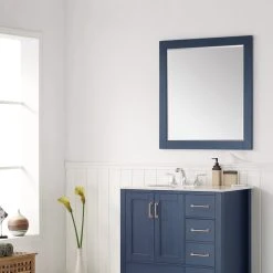 Vinnova Florence Rectangular Bathroom/Vanity Framed Wall Mirror, Royal Blue, 36" -Laural Home Shop d6a19f7d009c4619 7256 w800 h800 b0 p0
