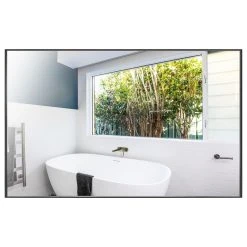 LEDEL Rectangle Framed Bathroom Vanity Mirror Accent Wall Mirror, Black, 48"w X 30"h -Laural Home Shop d7012d280332b0b8 3597 w800 h800 b1 p0