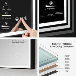 Blossom Kitchen & Bath Supply Fogless, Dimmable, Color Temperature Adjustable LED Mirror, Matte Black, 30x36 -Laural Home Shop d731a52b0e500718 7274 w800 h800 b0 p0