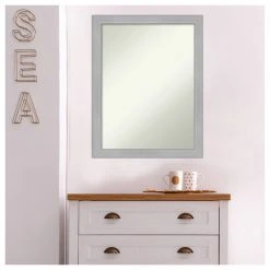 Amanti Art Vista Brushed Nickel Narrow Non-Beveled Bathroom Wall Mirror - 20.5 X 26.5 In. -Laural Home Shop d771581202bdddf8 5897 w800 h800 b1 p0