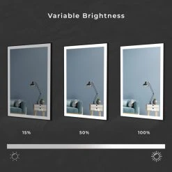 Bathroom Mirrors Rectangle Framed LED Mirror Anti-Fog, Dimmer Touch Sensor, Matte Black, 30"x40" -Laural Home Shop d771cbee0391f146 6334 w800 h800 b0 p0