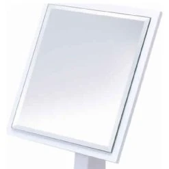 Benjara Square Makeup Mirror With Wooden Pedestal Base White And Silver- Saltoro -Laural Home Shop d801534f0ed6a1ea 0870 w800 h800 b1 p0