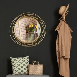Mirrorize Canada 20" DIA Round Wall Mirror Gold Modern Metal Circle Wire Rings Accent Wall Decor -Laural Home Shop d81181410f90be03 4222 w800 h800 b0 p0