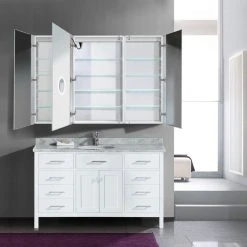 Krugg Reflections USA 66x42 Recessed/Surface Mount Medicine Cabinet 12 Shelves, LED, Left-Right-Right -Laural Home Shop d821261b01f94a50 6637 w800 h800 b0 p0