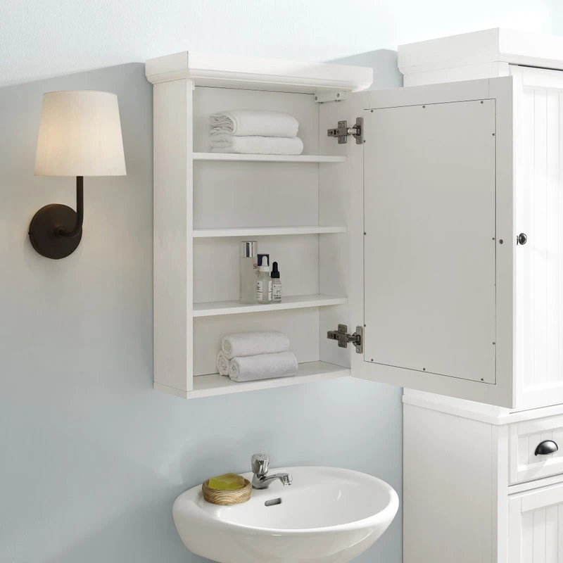 Crosley Seaside Mirrored Wall Cabinet Distressed White 10 Crosley Seaside Mirrored Wall Cabinet Distressed White - Image 8