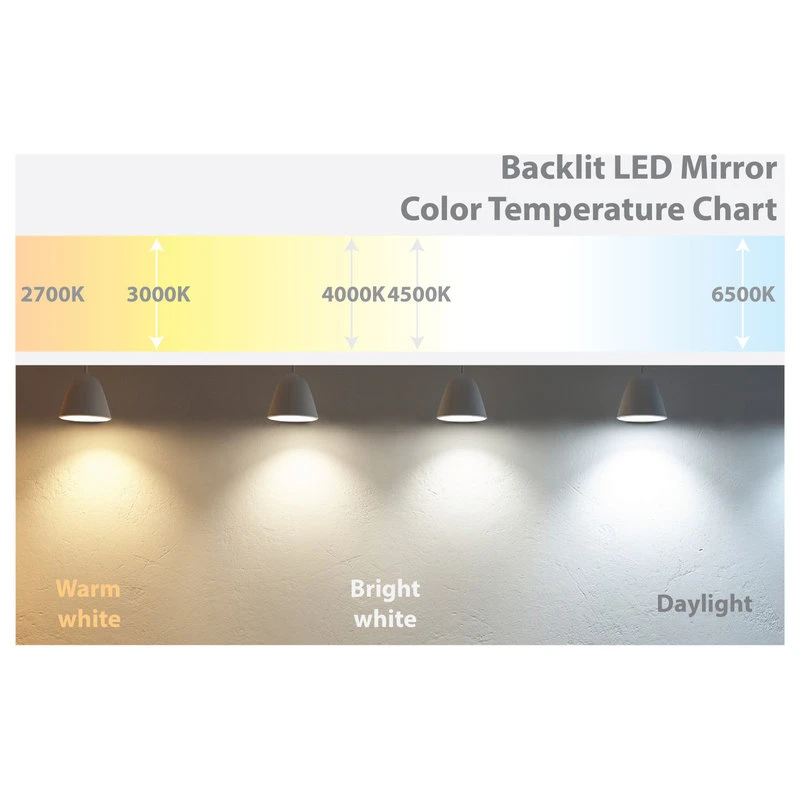 Dyconn Faucet Egret Tri-Color LED Wall Mounted Bathroom Mirror, 30"w X 36"h 7 Dyconn Faucet Egret Tri-Color LED Wall Mounted Bathroom Mirror, 30"w X 36"h - Image 5