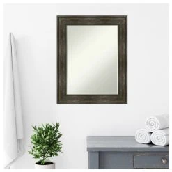 Amanti Art Rail Rustic Char Petite Bevel Bathroom Wall Mirror 23.75 X 29.75 In. -Laural Home Shop d9e1a95103b790e2 7772 w800 h800 b1 p0