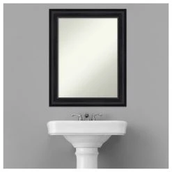 Amanti Art Astor Black Non-Beveled Bathroom Wall Mirror - 23 X 29 In. -Laural Home Shop da211d4802bddc57 6150 w800 h800 b1 p0