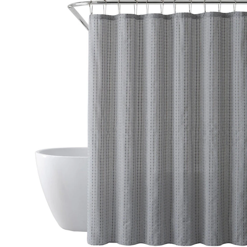 Saro Lifestyle Solid Color Shower Curtain With Stitched Line Design, Grey 3 Saro Lifestyle Solid Color Shower Curtain With Stitched Line Design, Grey