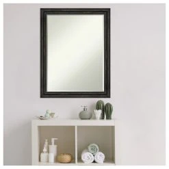 Amanti Art Rustic Pine Black Narrow Petite Bevel Wood Bathroom Wall Mirror 21.5 X 27.5 In. -Laural Home Shop da819d9003b79140 7791 w800 h800 b1 p0