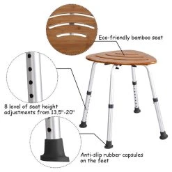 Costway Bamboo Bath Seat Shower Chair Triangular Slip-Resistant Rubber Tip 9 Costway Bamboo Bath Seat Shower Chair Triangular Slip-Resistant Rubber Tip -Laural Home Shop db6136840bceb664 4518 w800 h800 b1 p0