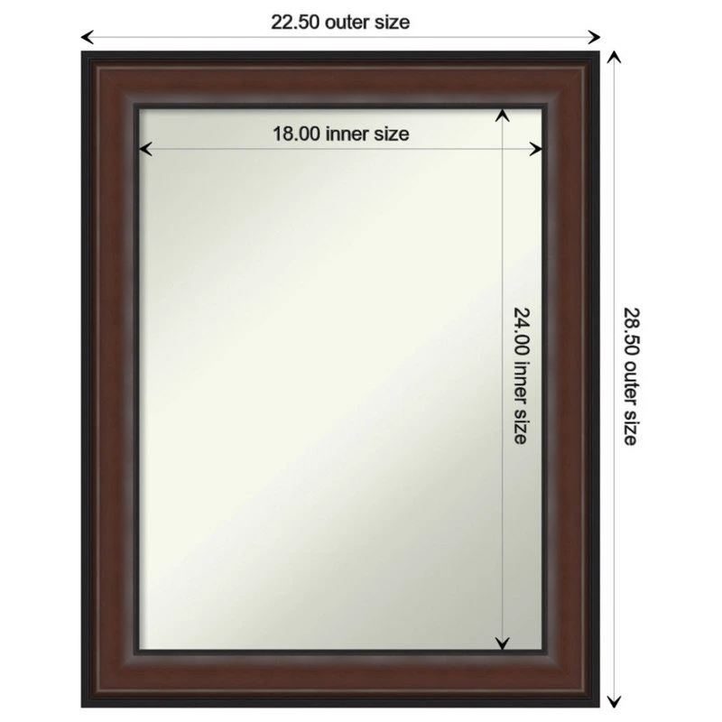 Amanti Art Harvard Walnut Non-Beveled Bathroom Wall Mirror - 22.5 X 28.5 In. 6 Amanti Art Harvard Walnut Non-Beveled Bathroom Wall Mirror - 22.5 X 28.5 In. - Image 4
