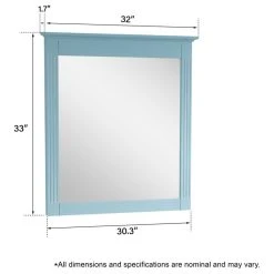 Wellfor Bathroom Solid Wood Mirror For Wall Mounted, 32" X 33" HD Vanity Mirror, Classic Blue -Laural Home Shop dc61b74902a82513 6496 w800 h800 b1 p0