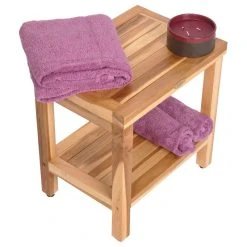 EcoDecors EarthyTeak Classic Teak Shower Bench With Shelf, 18" -Laural Home Shop dc71d6d00a2ed48d 8277 w800 h800 b1 p0
