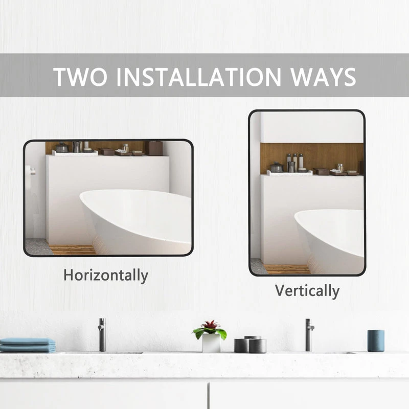 LEDEL Modern Rounded Rectangular Metal Framed Bathroom Vanity Mirror, 24"x40" 11 LEDEL Modern Rounded Rectangular Metal Framed Bathroom Vanity Mirror, 24"x40" - Image 9