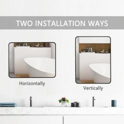 LEDEL Modern Rounded Rectangular Metal Framed Bathroom Vanity Mirror, 30"x40" 20 LEDEL Modern Rounded Rectangular Metal Framed Bathroom Vanity Mirror, 30"x40" -Laural Home Shop dd1157f903ede916 8861 w800 h800 b0 p0