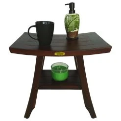 DecoTeak Satori 18" Eastern Styled Teak Shower Bench With Shelf -Laural Home Shop dd8129260a2ed365 8239 w800 h800 b1 p0