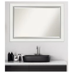 Amanti Art Eva White Silver Beveled Bathroom Wall Mirror - 41.5 X 29.5 In. 12 Amanti Art Eva White Silver Beveled Bathroom Wall Mirror - 41.5 X 29.5 In. -Laural Home Shop dd9161120d1d1b1e 5258 w800 h800 b1 p0
