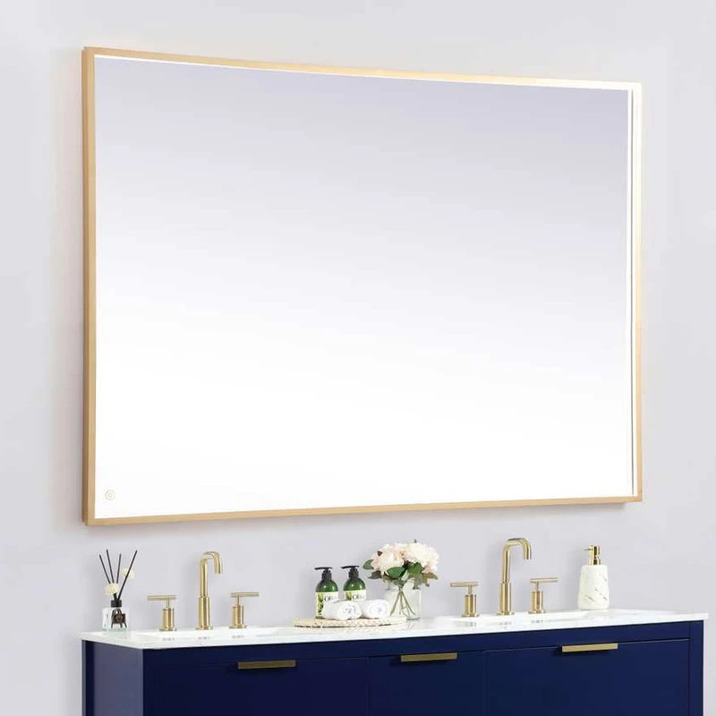 Elegant Furniture & Lighting Modern Brass Led Mirror 6 Elegant Furniture & Lighting Modern Brass Led Mirror - Image 4