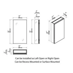 Blossom Kitchen & Bath Supply Aluminum Bathroom Medicine Cabinet, Recess Or Surface Mount, 15"x26" -Laural Home Shop ddf177d9010031d3 1906 w800 h800 b0 p0