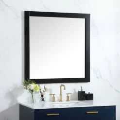 Elegant Furniture & Lighting Alice Vanity Mirror, 36"x36", Black -Laural Home Shop de01297500958eef 9034 w800 h800 b0 p0