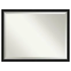 Amanti Art Eva Black Silver Narrow Beveled Bathroom Wall Mirror - 43 X 33 In.