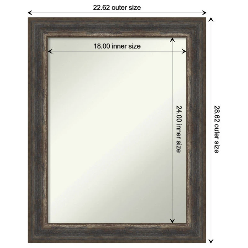 Amanti Art Alta Rustic Char Non-Beveled Bathroom Wall Mirror - 22.5 X 28.5 In. 6 Amanti Art Alta Rustic Char Non-Beveled Bathroom Wall Mirror - 22.5 X 28.5 In. - Image 4