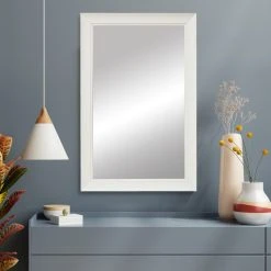 FrameMyMirror Blanco White Framed Wall Mirror, 22"x30"