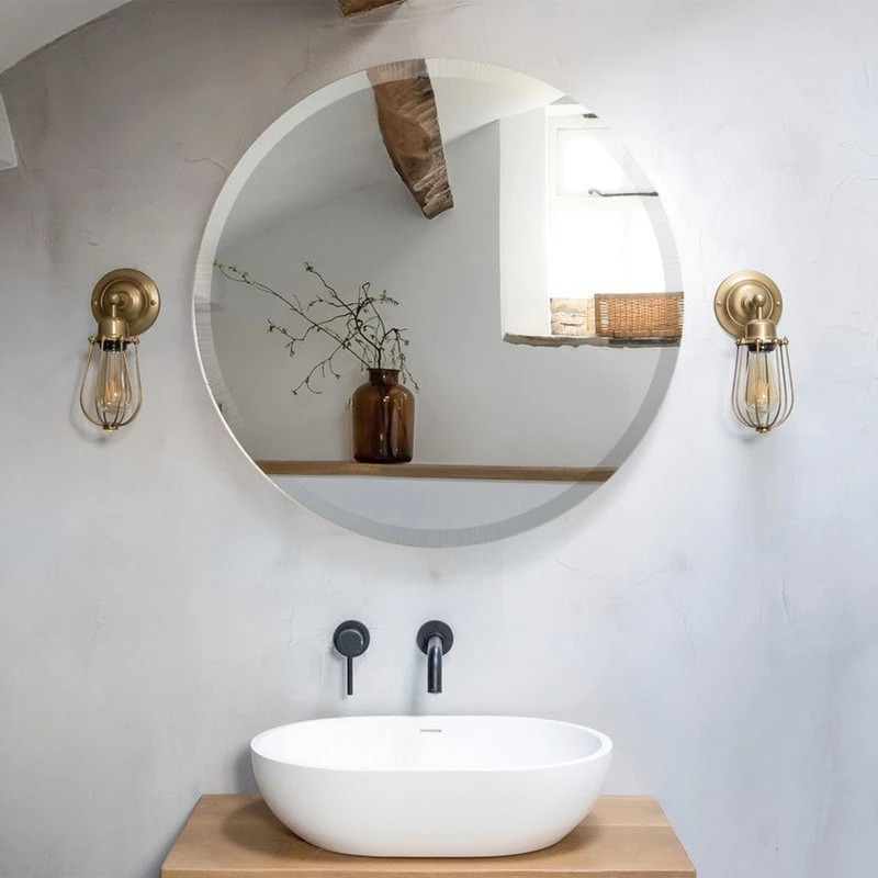 Fab Glass And Mirror Round Beveled Polished Frameless Wall Mirror With Hooks, 24" 6 Fab Glass And Mirror Round Beveled Polished Frameless Wall Mirror With Hooks, 24" - Image 4