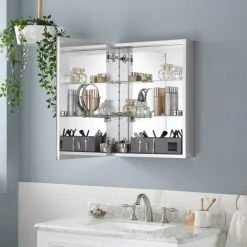 Ove Decors Lugano 20.5 In. Medicine Cabinet In Aluminum Finish -Laural Home Shop df81d5b1008c2683 3584 w800 h800 b0 p0