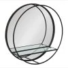 Uniek Kei Modern Round Accent Mirror With Shelf, Black 19 Diameter -Laural Home Shop dfc1ef9d0d5fec38 4981 w800 h800 b0 p0