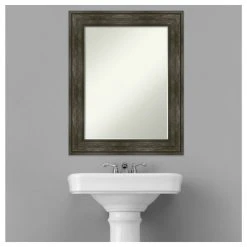 Amanti Art Rail Rustic Char Petite Bevel Bathroom Wall Mirror 23.75 X 29.75 In. -Laural Home Shop e021703603b790e0 7772 w800 h800 b1 p0