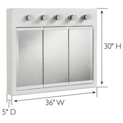 Design House Concord 36-Inch Assembled Wood Framed Medicine Cabinet Mirror In White Gloss -Laural Home Shop e041c8b403d8ba16 2619 w800 h800 b1 p0