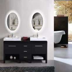 Krugg Reflections Oval LED Lighted Wall Mount Bathroom Mirror, Fog Free And Dimmable, 20"x30" -Laural Home Shop e06107330daf3c05 7334 w800 h800 b0 p0