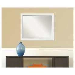 Amanti Art Vanity White Narrow Beveled Bathroom Wall Mirror - 31.5 X 25.5 In. -Laural Home Shop e0d19c210d1d1c1b 9035 w800 h800 b1 p0
