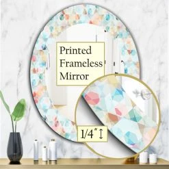 Designart Pastel Dreams 5 Modern Frameless Oval Or Round Wall Mirror, 24x36 8 Designart Pastel Dreams 5 Modern Frameless Oval Or Round Wall Mirror, 24x36 -Laural Home Shop e0e107f203373948 2688 w800 h800 b0 p0