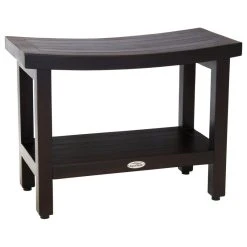 AquaTeak Patented 24" Sumba™ Mocha Teak Shower Bench With Shelf